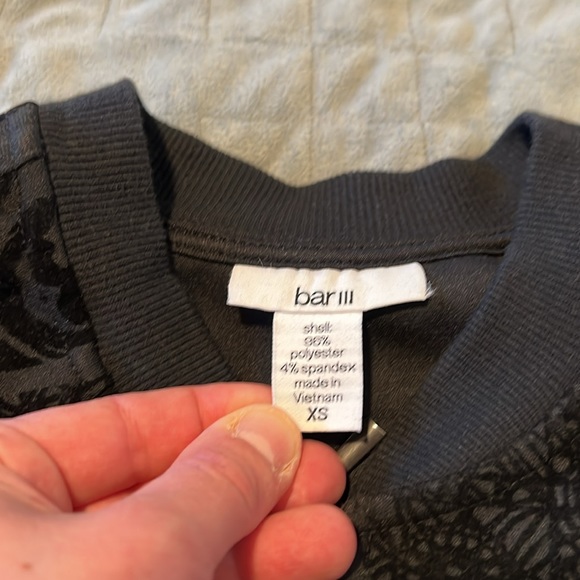 Bar III Bomber Jacket, Black, Velour Design, Size XS - Picture 4 of 7